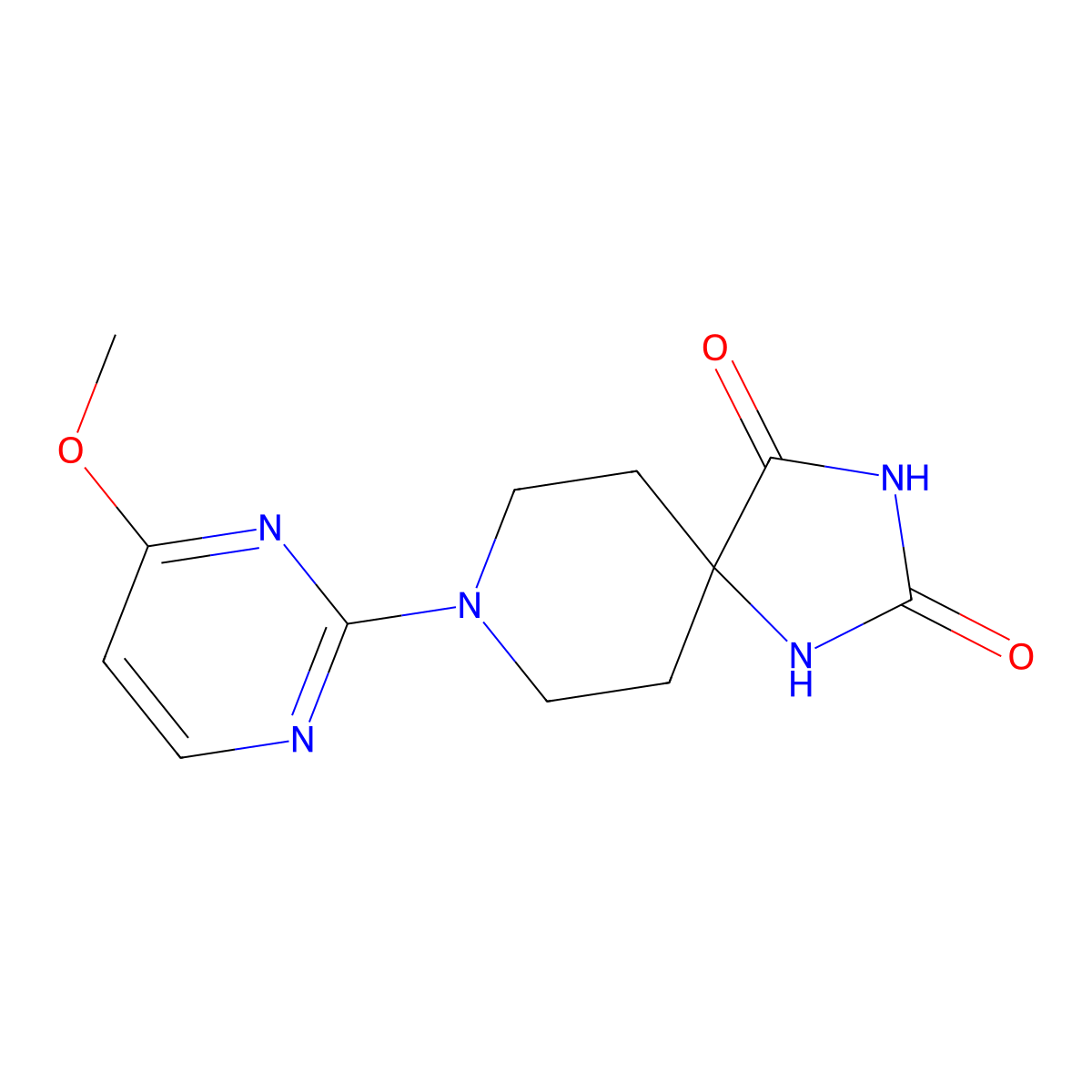 8-(4-Methoxypyrimidin-2-yl)-1,3,8-triazaspiro[4.5]decane-2,4-dione molecular structure, CAS 2549051-56-9