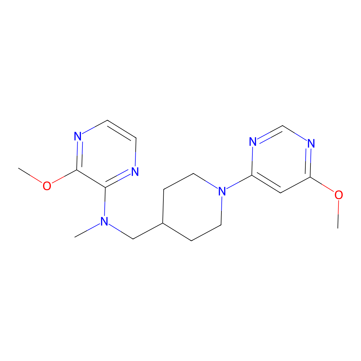 3-methoxy-N-{[1-(6-methoxypyrimidin-4-yl)piperidin-4-yl]methyl}-N-methylpyrazin-2-amine molecular structure, CAS 2549051-59-2