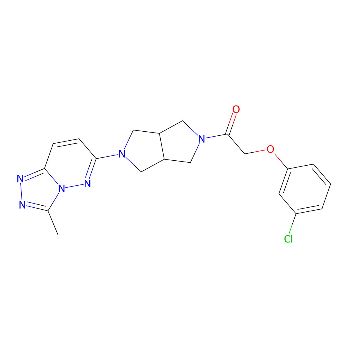 2-(3-Chlorophenoxy)-1-(5-{3-methyl-[1,2,4]triazolo[4,3-b]pyridazin-6-yl}-octahydropyrrolo[3,4-c]pyrrol-2-yl)ethan-1-one molecular structure, CAS 2549051-60-5