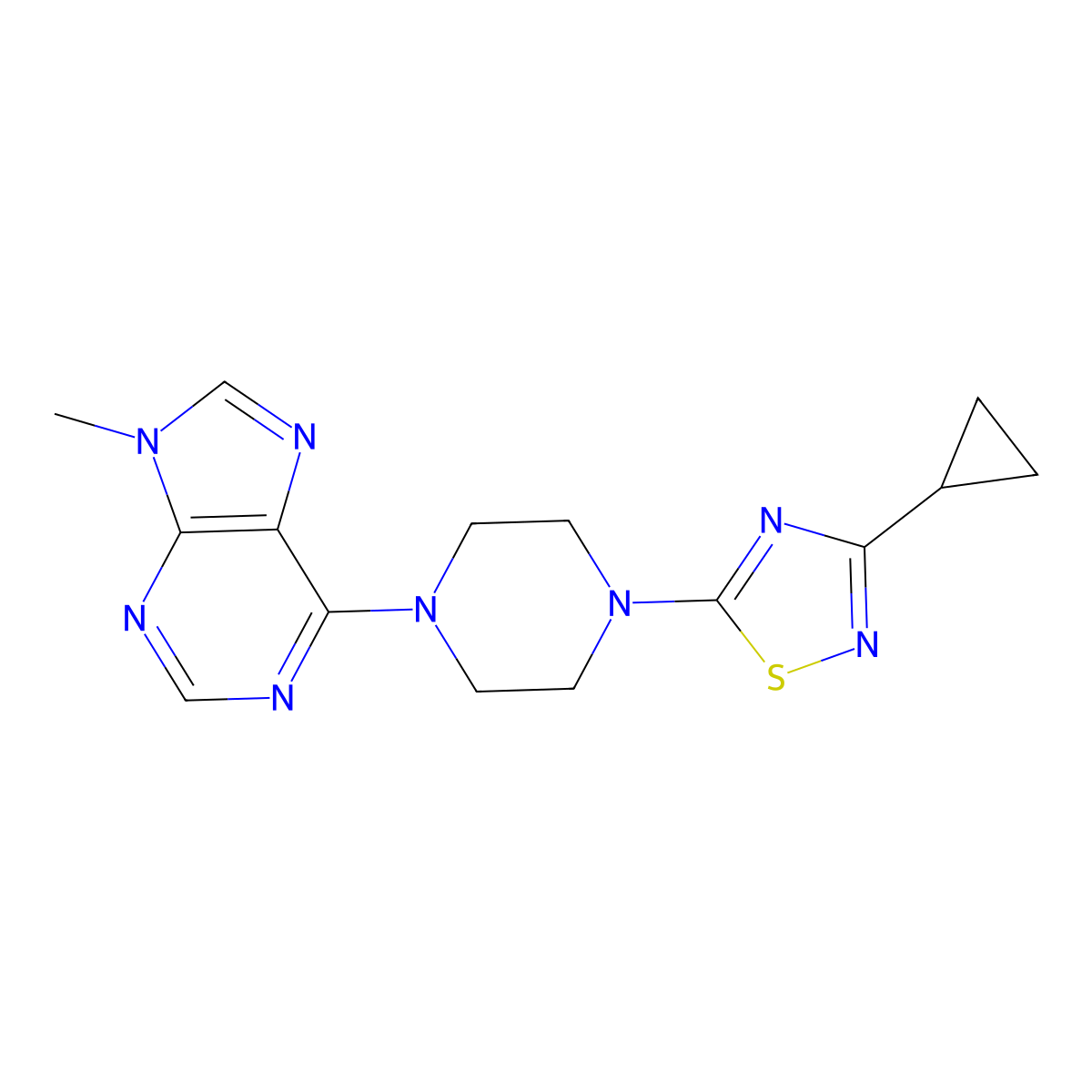 6-[4-(3-cyclopropyl-1,2,4-thiadiazol-5-yl)piperazin-1-yl]-9-methyl-9H-purine molecular structure, CAS 2549051-61-6