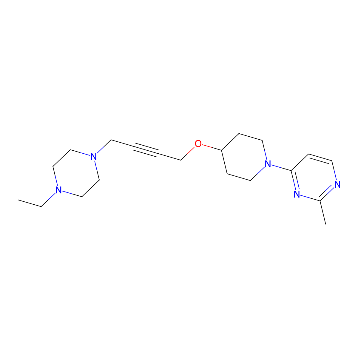 4-(4-{[4-(4-Ethylpiperazin-1-yl)but-2-yn-1-yl]oxy}piperidin-1-yl)-2-methylpyrimidine molecular structure, CAS 2549051-62-7