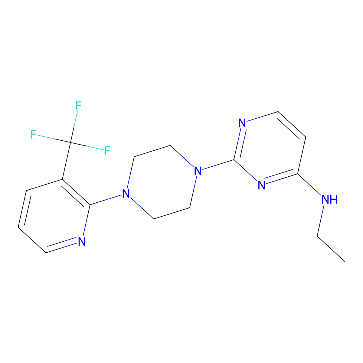 N-ethyl-2-{4-[3-(trifluoromethyl)pyridin-2-yl]piperazin-1-yl}pyrimidin-4-amine molecular structure, CAS 2549051-69-4