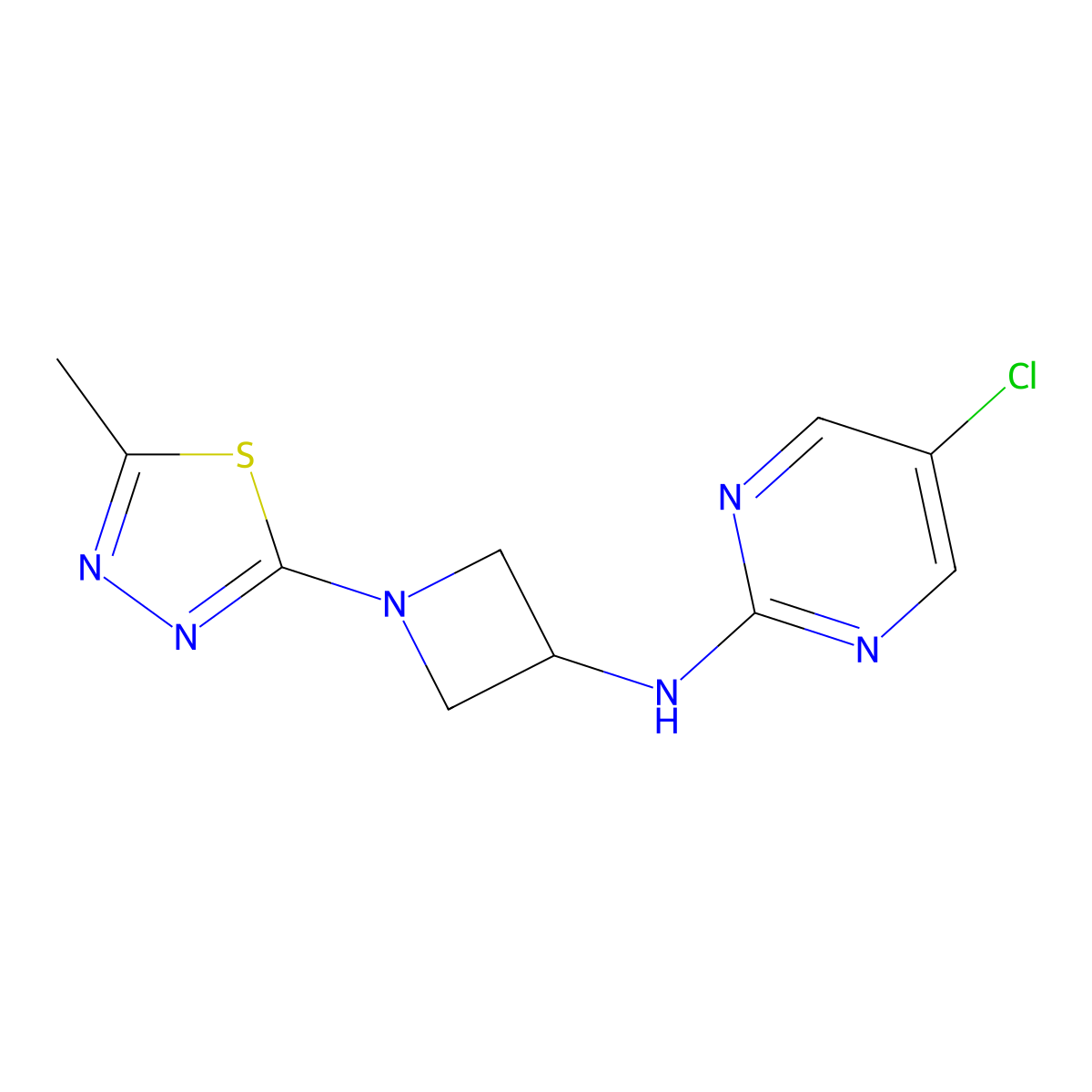 5-chloro-N-[1-(5-methyl-1,3,4-thiadiazol-2-yl)azetidin-3-yl]pyrimidin-2-amine molecular structure, CAS 2549051-74-1