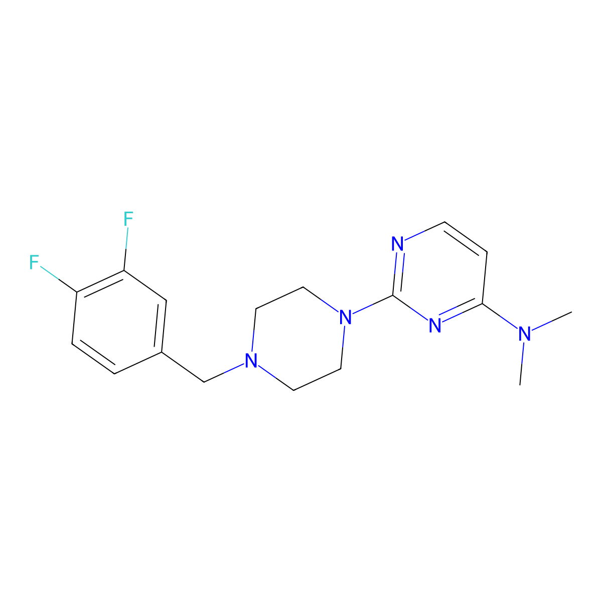 2-{4-[(3,4-difluorophenyl)methyl]piperazin-1-yl}-N,N-dimethylpyrimidin-4-amine molecular structure, CAS 2549051-75-2