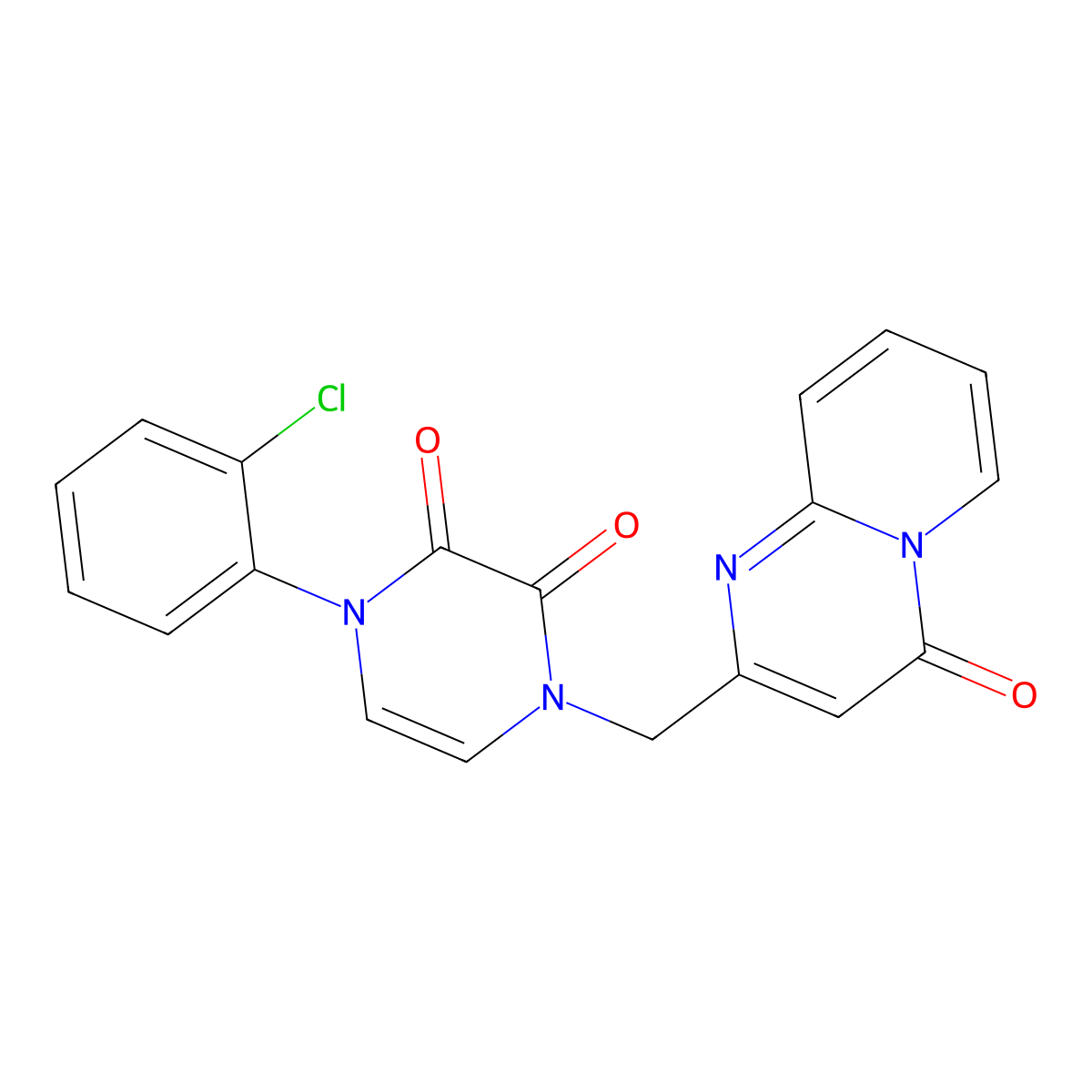 1-(2-chlorophenyl)-4-({4-oxo-4H-pyrido[1,2-a]pyrimidin-2-yl}methyl)-1,2,3,4-tetrahydropyrazine-2,3-dione molecular structure, CAS 2549051-81-0