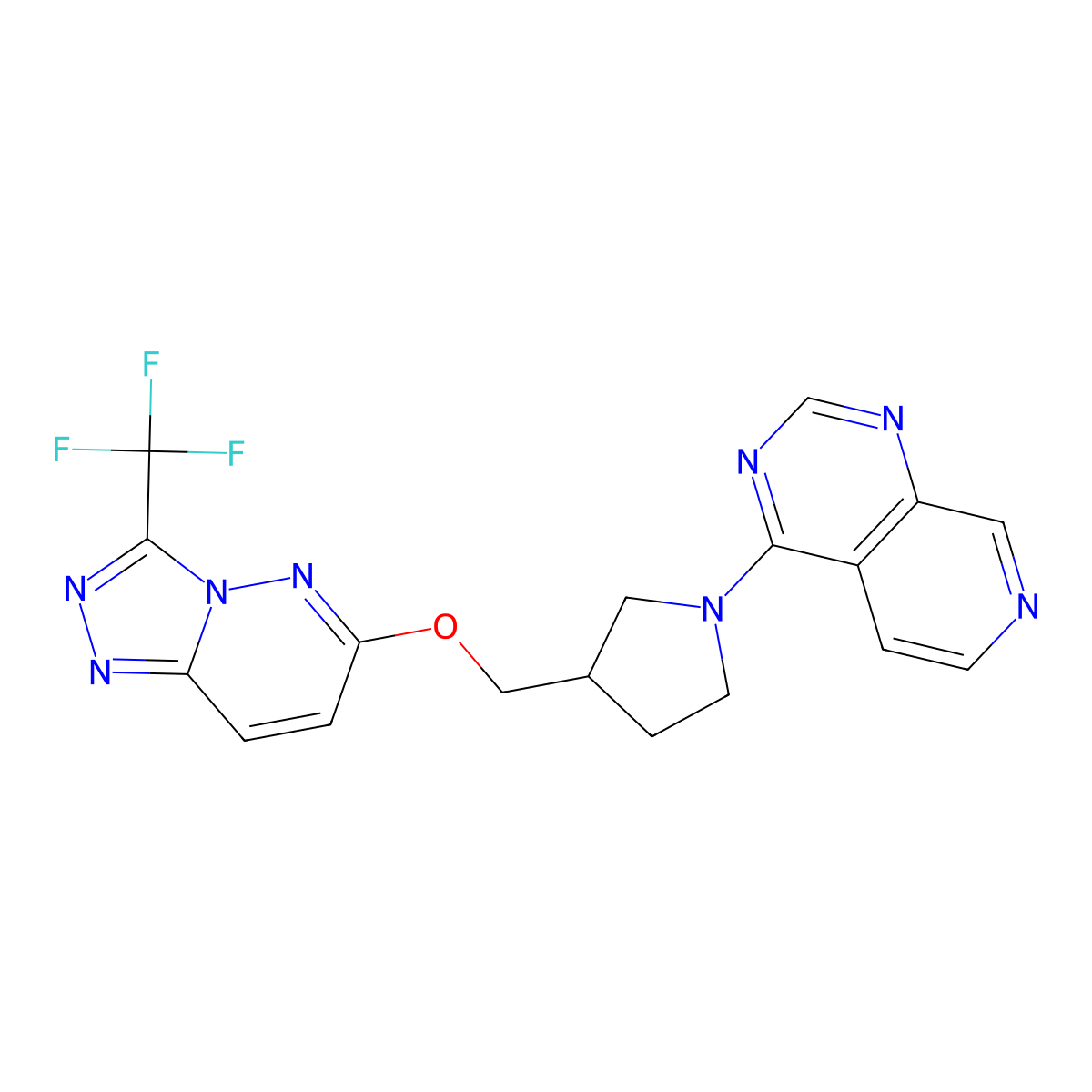1-{Pyrido[3,4-d]pyrimidin-4-yl}-3-({[3-(trifluoromethyl)-[1,2,4]triazolo[4,3-b]pyridazin-6-yl]oxy}methyl)pyrrolidine molecular structure, CAS 2549051-82-1