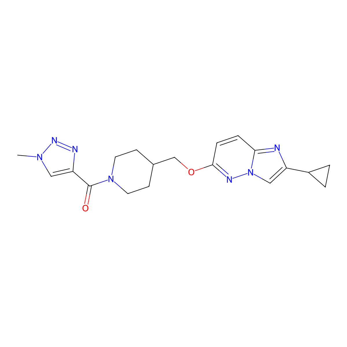 4-[({2-cyclopropylimidazo[1,2-b]pyridazin-6-yl}oxy)methyl]-1-(1-methyl-1H-1,2,3-triazole-4-carbonyl)piperidine molecular structure, CAS 2549051-84-3