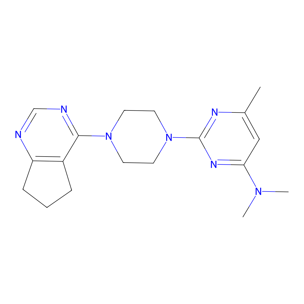 2-(4-{5H,6H,7H-cyclopenta[d]pyrimidin-4-yl}piperazin-1-yl)-N,N,6-trimethylpyrimidin-4-amine molecular structure, CAS 2549051-85-4