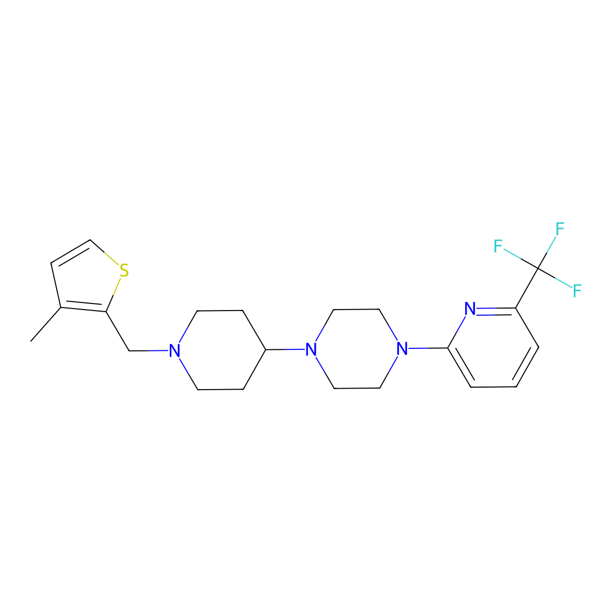 1-{1-[(3-Methylthiophen-2-yl)methyl]piperidin-4-yl}-4-[6-(trifluoromethyl)pyridin-2-yl]piperazine molecular structure, CAS 2549051-91-2