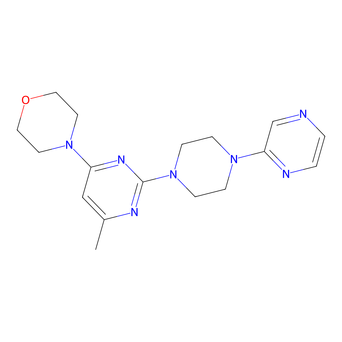 4-{6-Methyl-2-[4-(pyrazin-2-yl)piperazin-1-yl]pyrimidin-4-yl}morpholine molecular structure, CAS 2549051-92-3