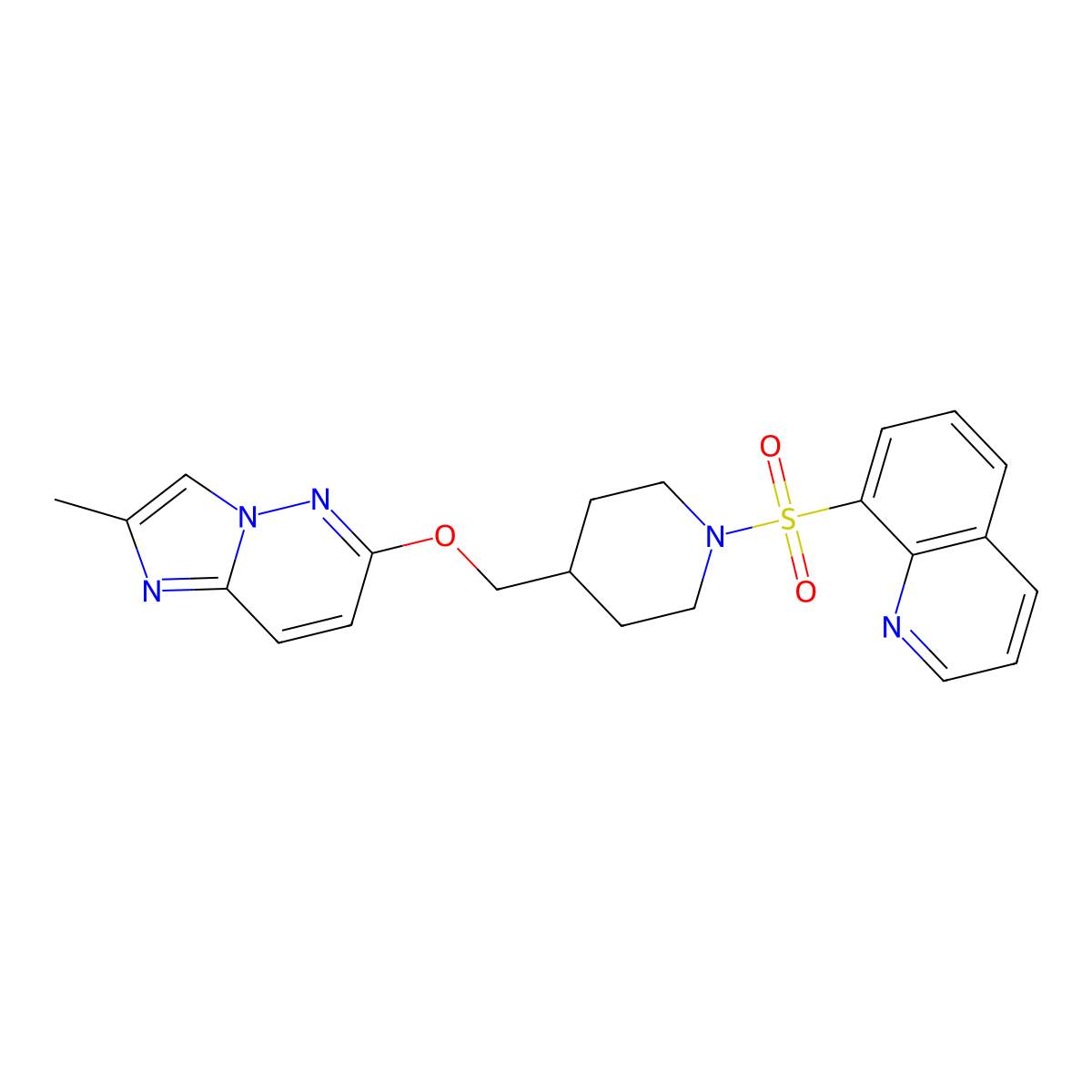 8-({4-[({2-Methylimidazo[1,2-b]pyridazin-6-yl}oxy)methyl]piperidin-1-yl}sulfonyl)quinoline molecular structure, CAS 2549051-95-6