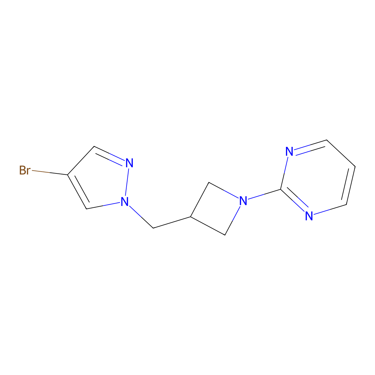 2-{3-[(4-bromo-1H-pyrazol-1-yl)methyl]azetidin-1-yl}pyrimidine molecular structure, CAS 2549051-96-7