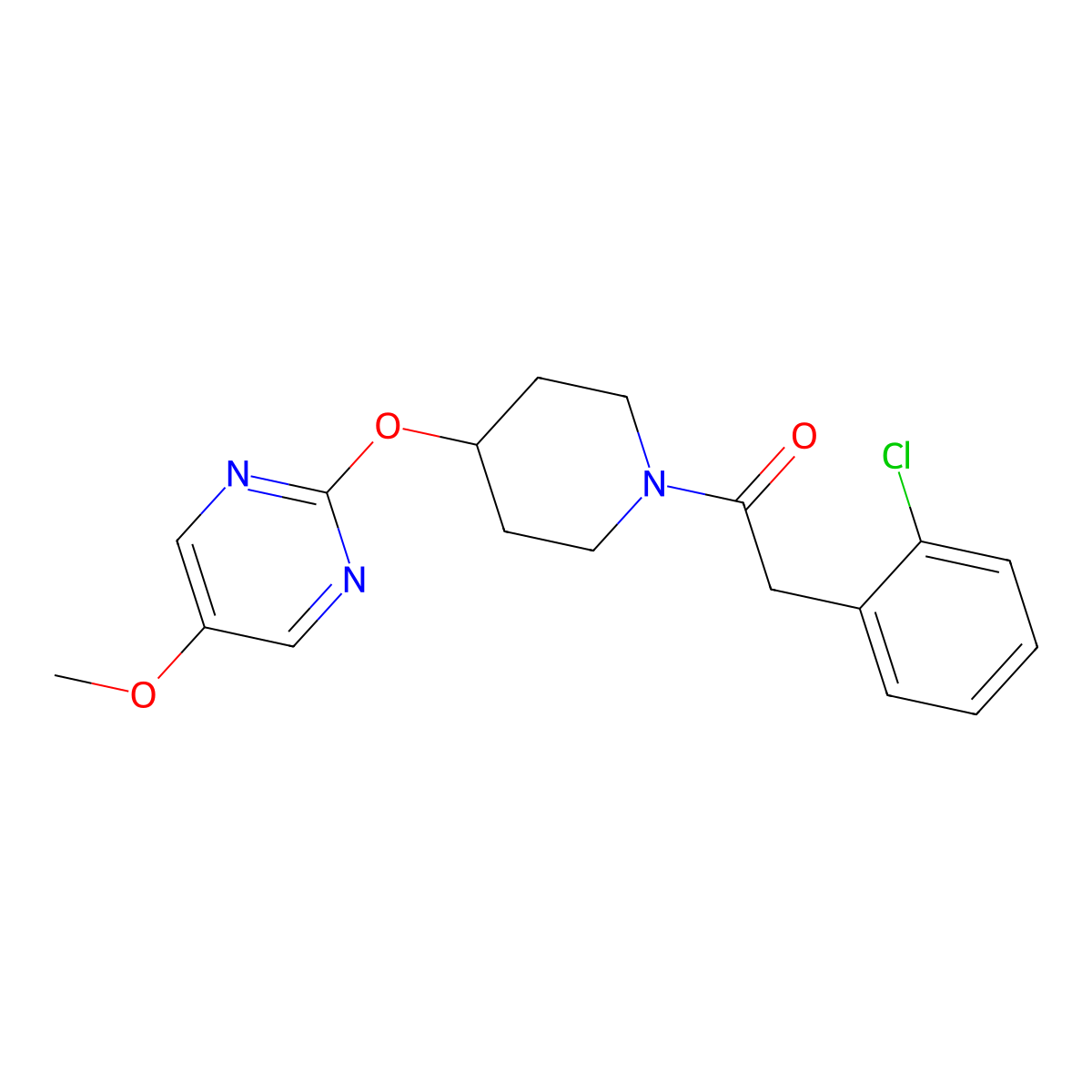 2-(2-Chlorophenyl)-1-{4-[(5-methoxypyrimidin-2-yl)oxy]piperidin-1-yl}ethan-1-one molecular structure, CAS 2549051-97-8