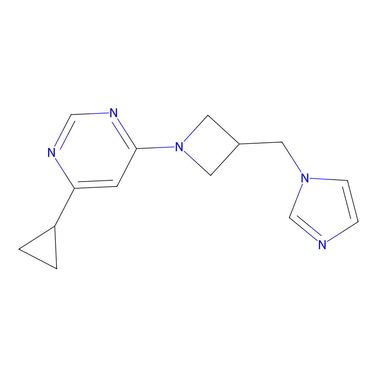 4-cyclopropyl-6-{3-[(1H-imidazol-1-yl)methyl]azetidin-1-yl}pyrimidine molecular structure, CAS 2549051-98-9