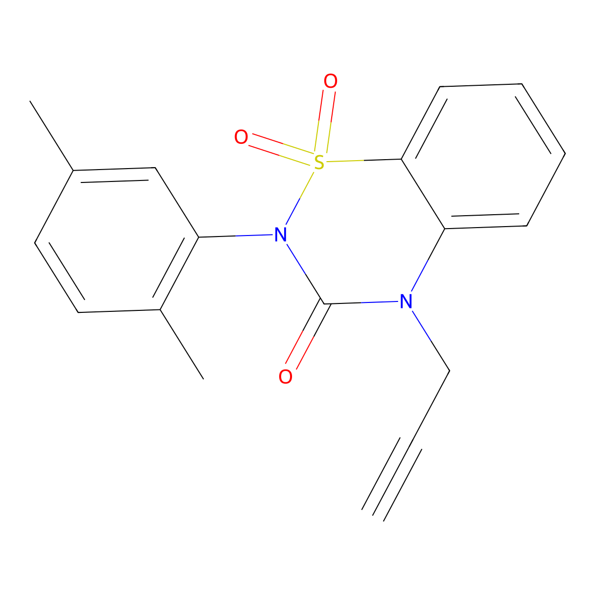 2-(2,5-dimethylphenyl)-4-(prop-2-yn-1-yl)-3,4-dihydro-2H-1lambda6,2,4-benzothiadiazine-1,1,3-trione molecular structure, CAS 2549052-04-0