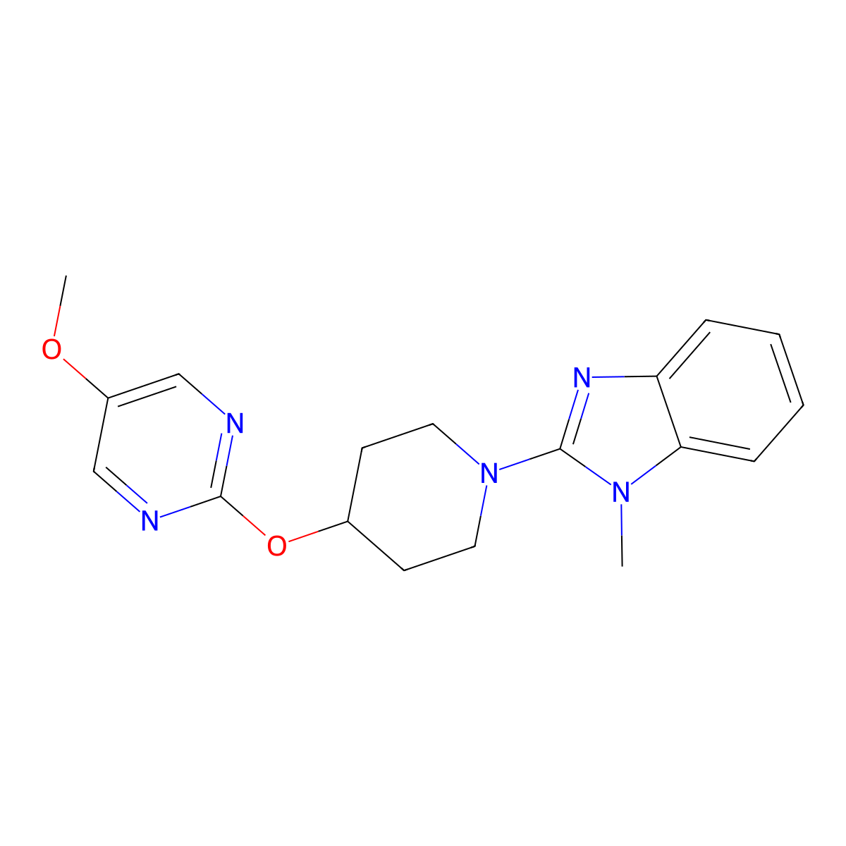 2-{4-[(5-methoxypyrimidin-2-yl)oxy]piperidin-1-yl}-1-methyl-1H-1,3-benzodiazole molecular structure, CAS 2549052-06-2