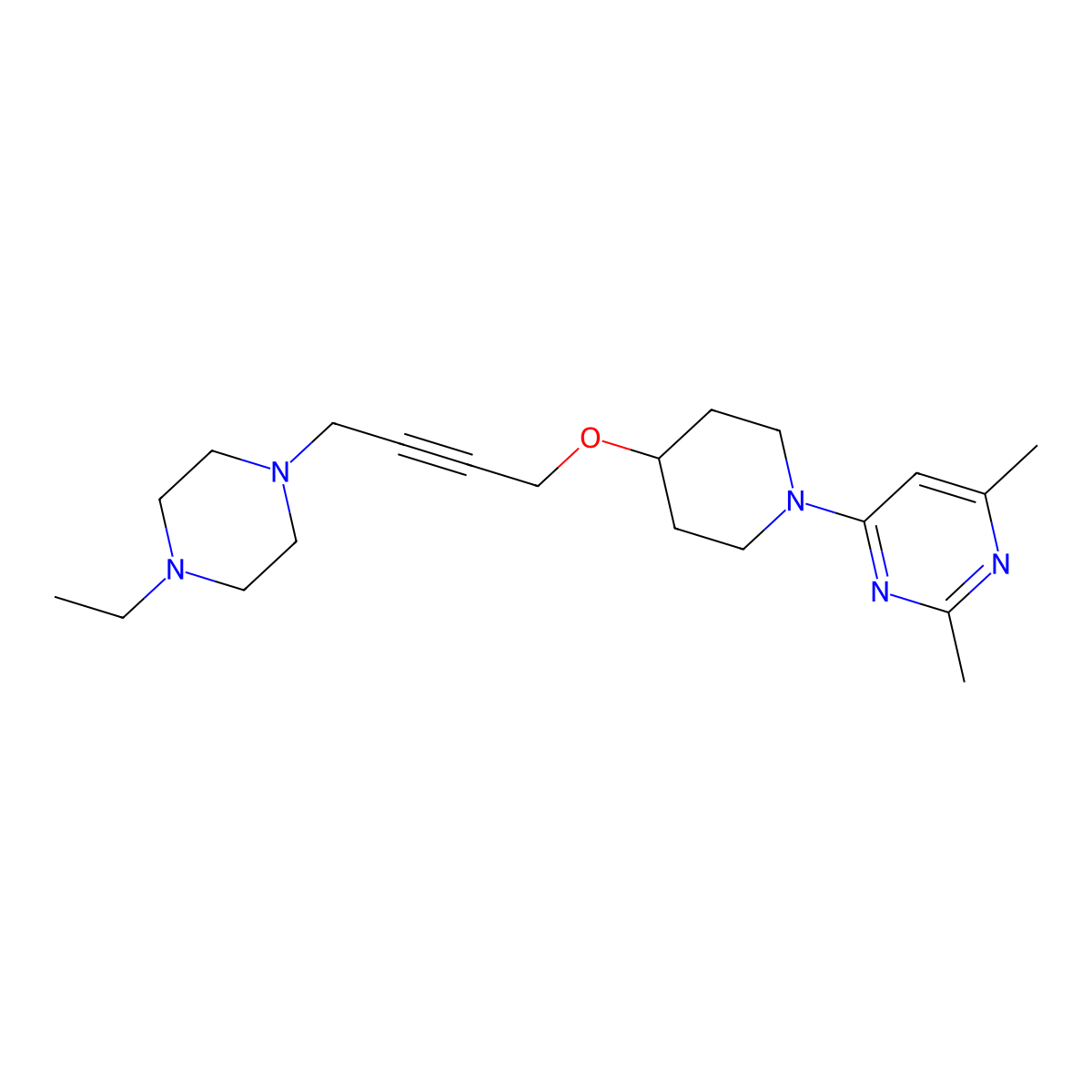 4-(4-{[4-(4-Ethylpiperazin-1-yl)but-2-yn-1-yl]oxy}piperidin-1-yl)-2,6-dimethylpyrimidine molecular structure, CAS 2549052-07-3