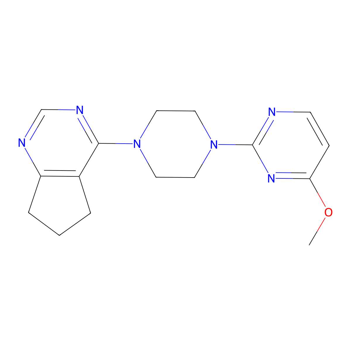 2-(4-{5H,6H,7H-cyclopenta[d]pyrimidin-4-yl}piperazin-1-yl)-4-methoxypyrimidine molecular structure, CAS 2549052-13-1