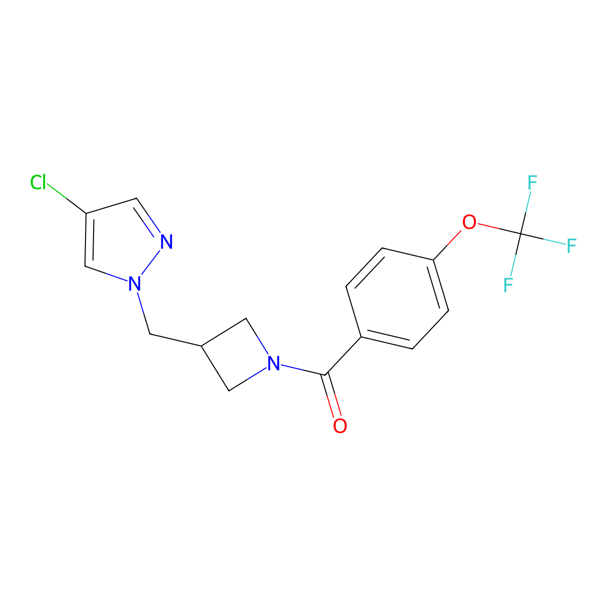 4-chloro-1-({1-[4-(trifluoromethoxy)benzoyl]azetidin-3-yl}methyl)-1H-pyrazole molecular structure, CAS 2549052-18-6