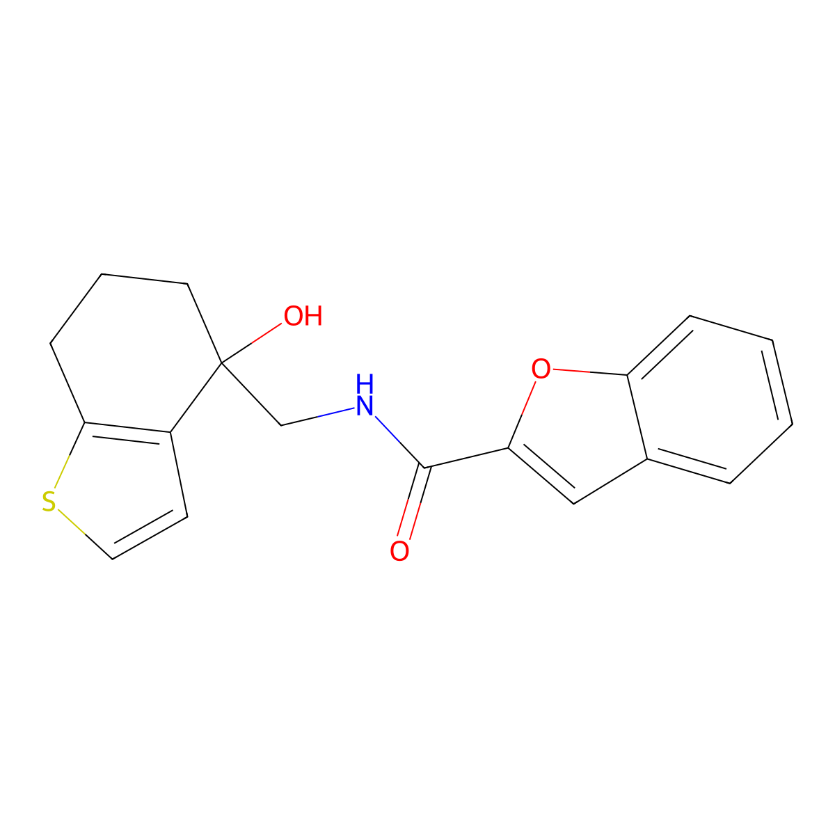 N-[(4-hydroxy-4,5,6,7-tetrahydro-1-benzothiophen-4-yl)methyl]-1-benzofuran-2-carboxamide molecular structure, CAS 2549052-19-7