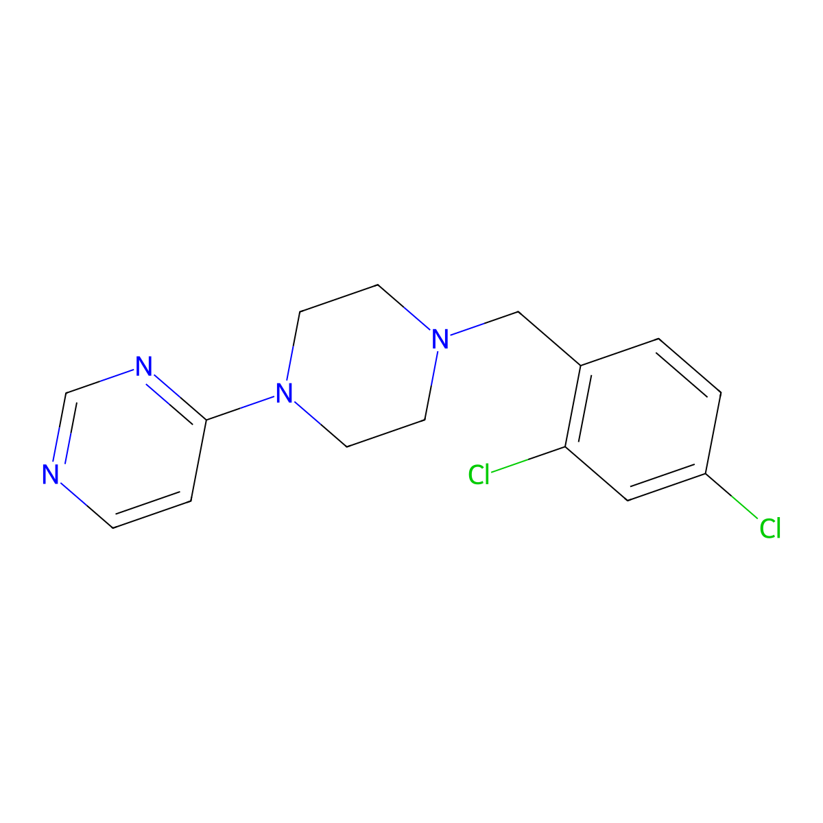 4-{4-[(2,4-Dichlorophenyl)methyl]piperazin-1-yl}pyrimidine molecular structure, CAS 2549052-20-0