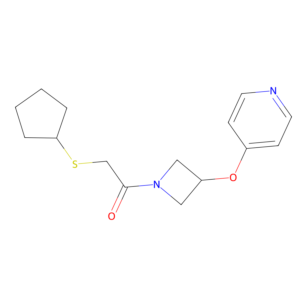 2-(Cyclopentylsulfanyl)-1-[3-(pyridin-4-yloxy)azetidin-1-yl]ethan-1-one molecular structure, CAS 2549052-23-3