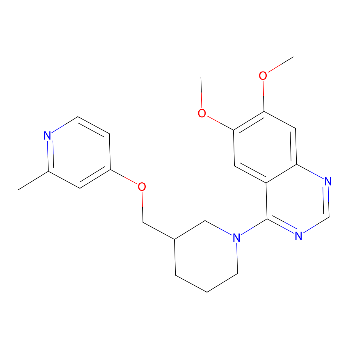 6,7-Dimethoxy-4-(3-{[(2-methylpyridin-4-yl)oxy]methyl}piperidin-1-yl)quinazoline molecular structure, CAS 2549052-30-2