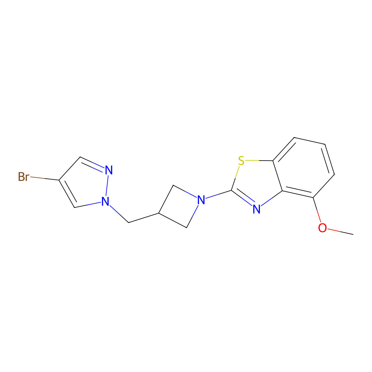 2-{3-[(4-bromo-1H-pyrazol-1-yl)methyl]azetidin-1-yl}-4-methoxy-1,3-benzothiazole molecular structure, CAS 2549052-32-4