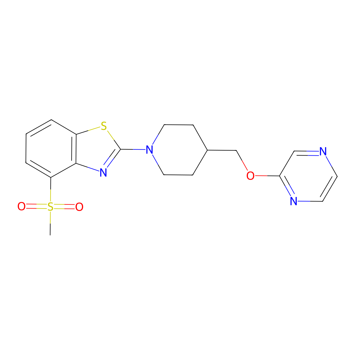 4-Methanesulfonyl-2-{4-[(pyrazin-2-yloxy)methyl]piperidin-1-yl}-1,3-benzothiazole molecular structure, CAS 2549052-33-5