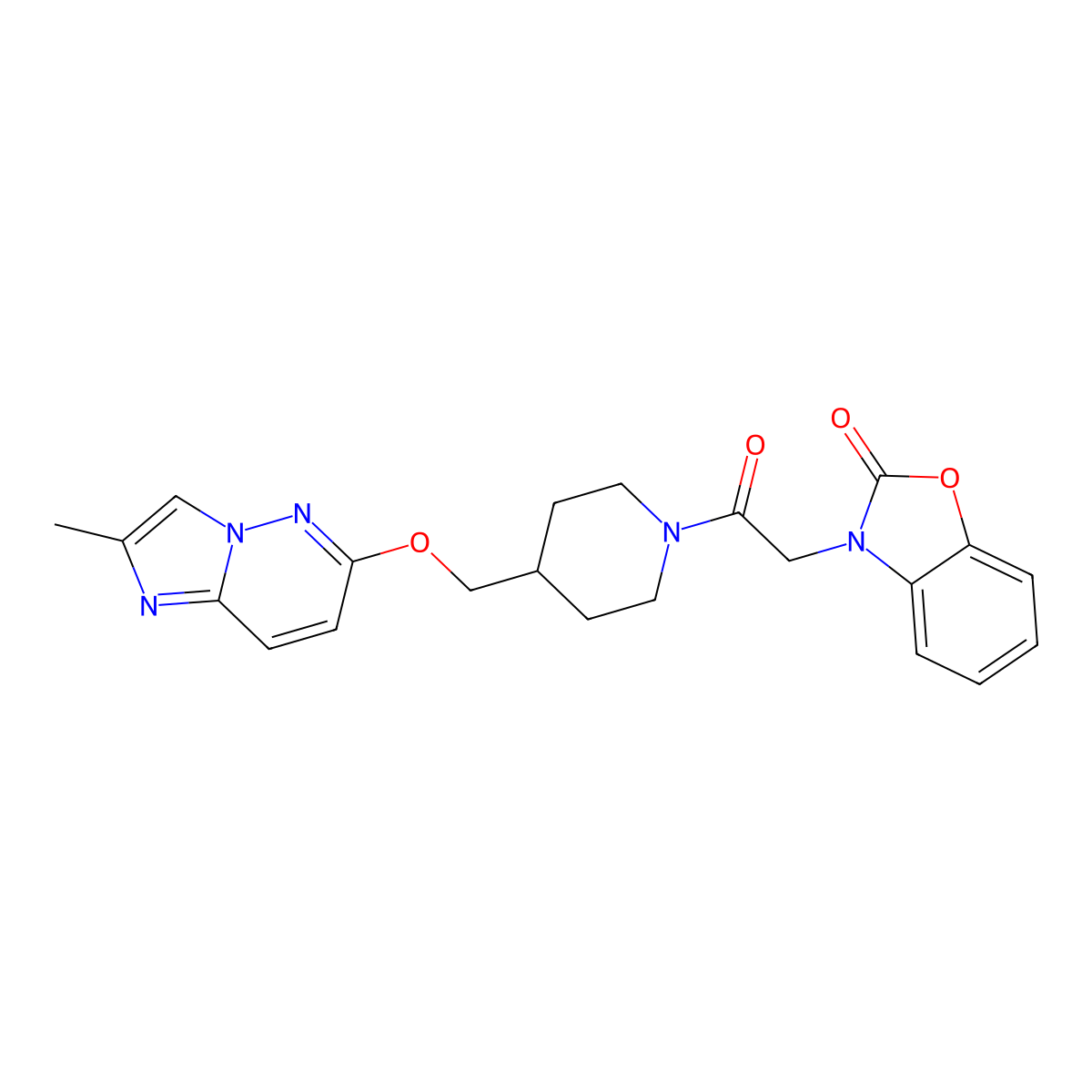 3-(2-{4-[({2-Methylimidazo[1,2-b]pyridazin-6-yl}oxy)methyl]piperidin-1-yl}-2-oxoethyl)-2,3-dihydro-1,3-benzoxazol-2-one molecular structure, CAS 2549052-35-7