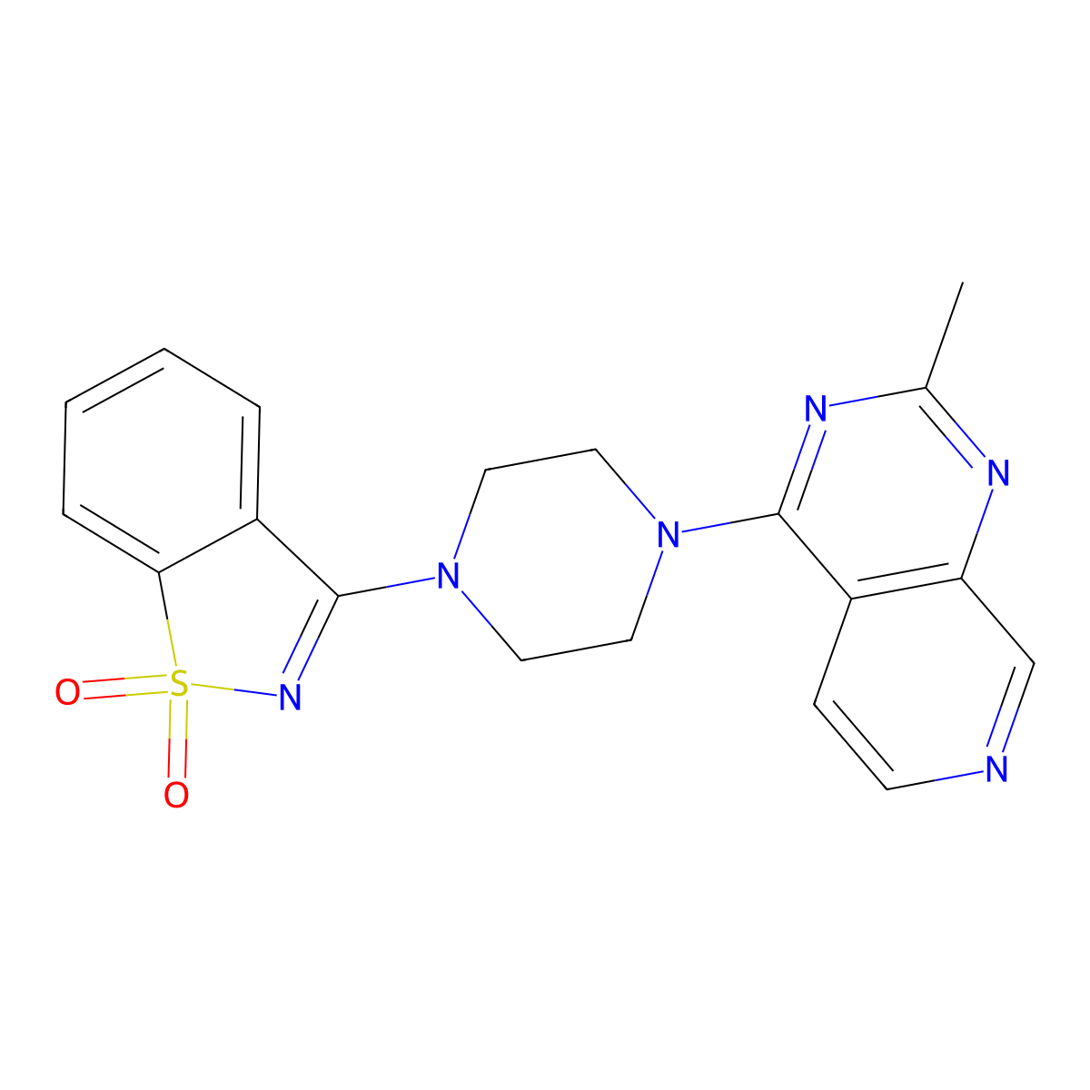 3-(4-{2-Methylpyrido[3,4-d]pyrimidin-4-yl}piperazin-1-yl)-1lambda6,2-benzothiazole-1,1-dione molecular structure, CAS 2549052-38-0