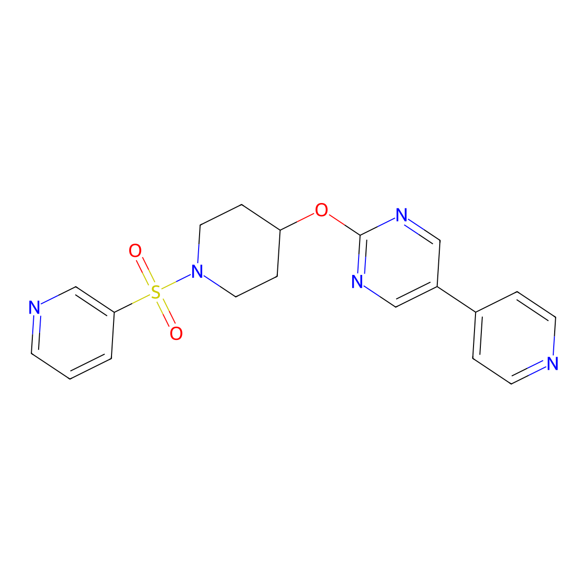 5-(Pyridin-4-yl)-2-{[1-(pyridine-3-sulfonyl)piperidin-4-yl]oxy}pyrimidine molecular structure, CAS 2549052-40-4