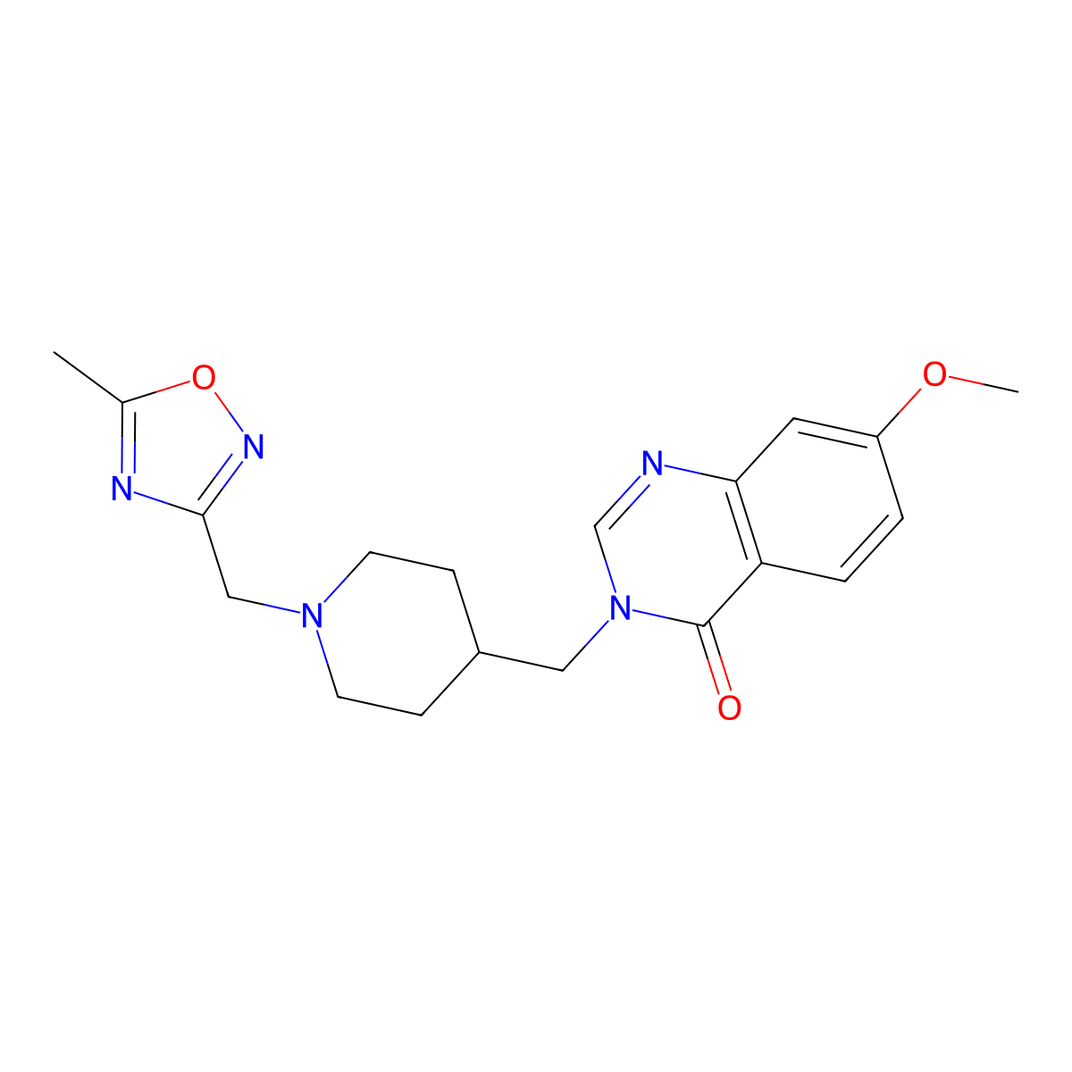 7-Methoxy-3-({1-[(5-methyl-1,2,4-oxadiazol-3-yl)methyl]piperidin-4-yl}methyl)-3,4-dihydroquinazolin-4-one molecular structure, CAS 2549052-42-6