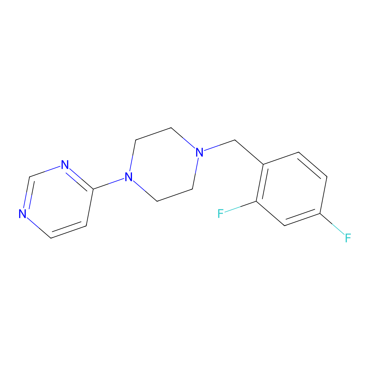 4-{4-[(2,4-Difluorophenyl)methyl]piperazin-1-yl}pyrimidine molecular structure, CAS 2549052-46-0