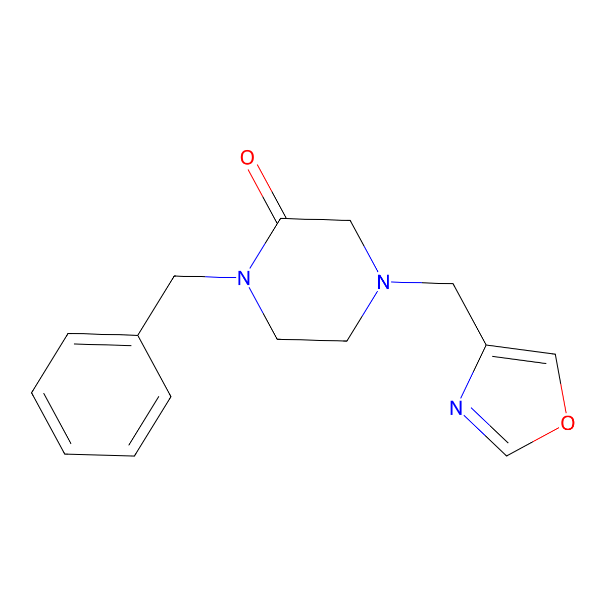 1-Benzyl-4-[(1,3-oxazol-4-yl)methyl]piperazin-2-one molecular structure, CAS 2549052-47-1