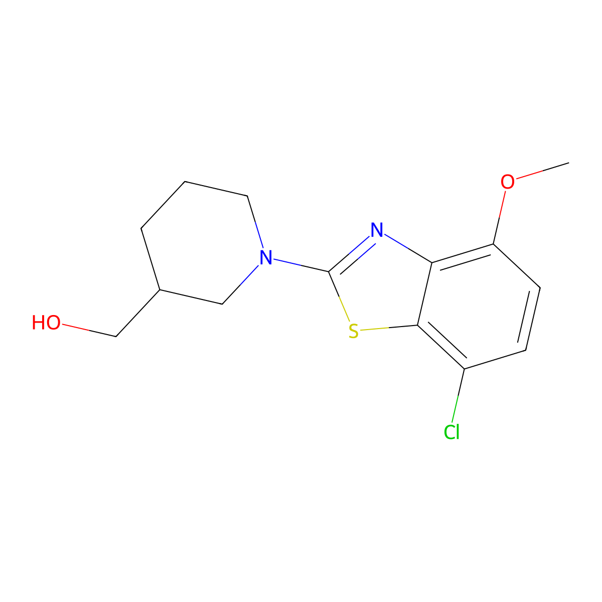 [1-(7-Chloro-4-methoxy-1,3-benzothiazol-2-yl)piperidin-3-yl]methanol molecular structure, CAS 2549052-48-2