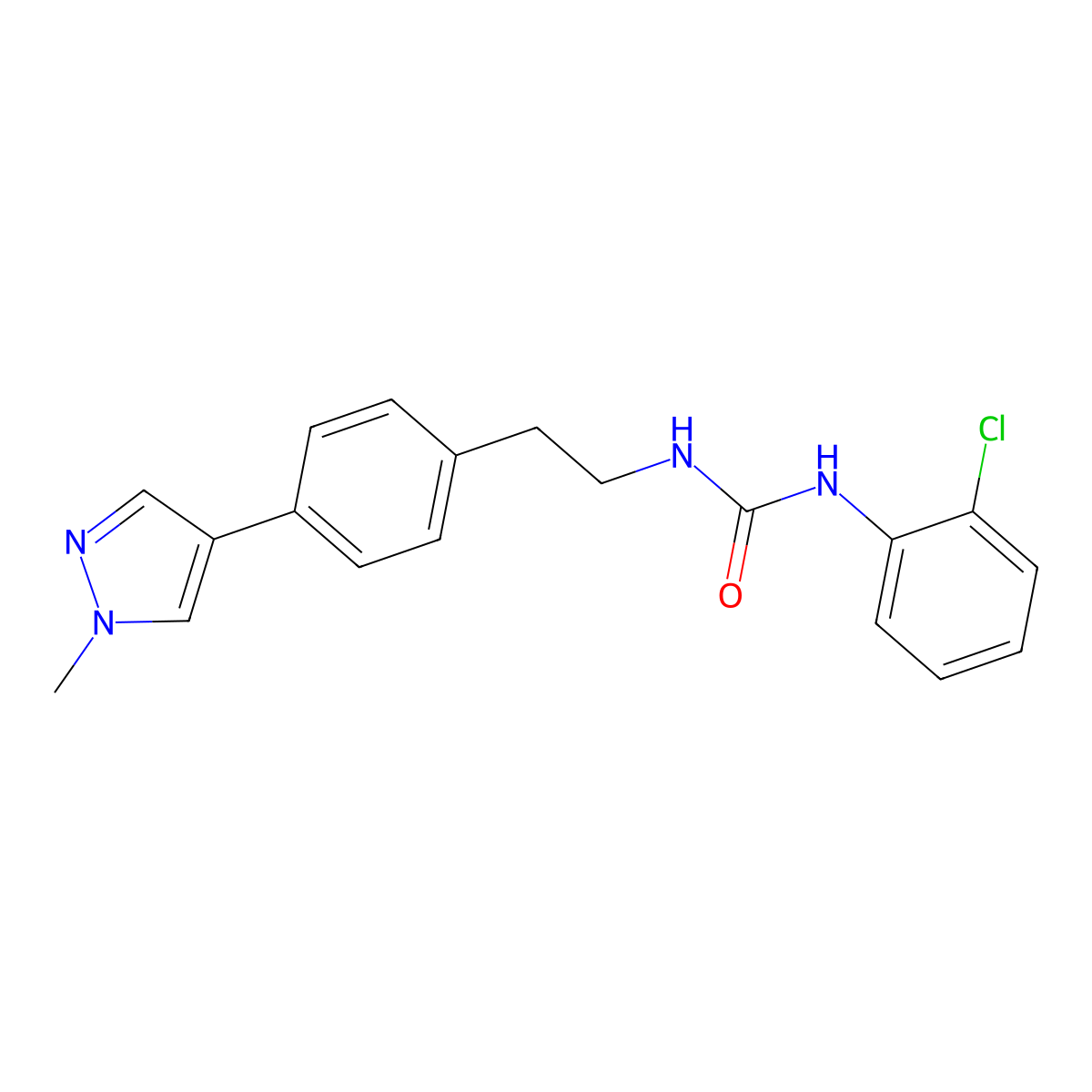 1-(2-chlorophenyl)-3-{2-[4-(1-methyl-1H-pyrazol-4-yl)phenyl]ethyl}urea molecular structure, CAS 2549052-50-6