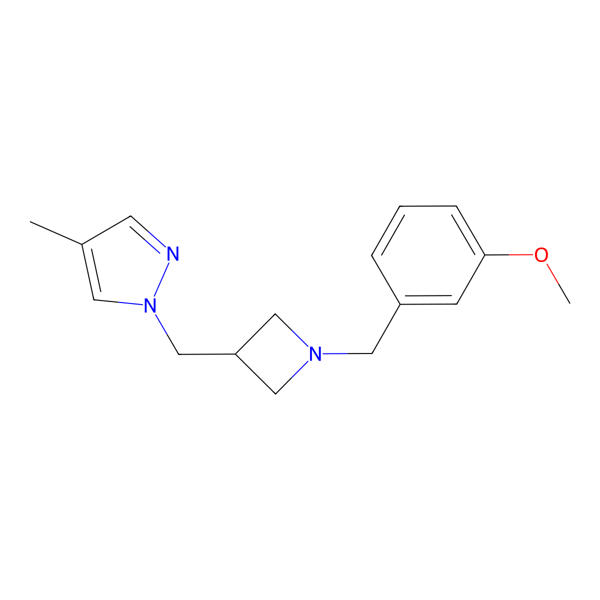 1-({1-[(3-methoxyphenyl)methyl]azetidin-3-yl}methyl)-4-methyl-1H-pyrazole molecular structure, CAS 2549052-54-0