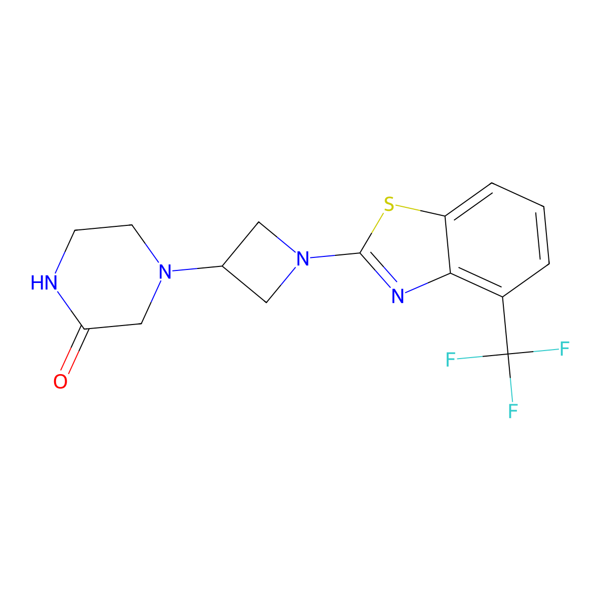 4-{1-[4-(Trifluoromethyl)-1,3-benzothiazol-2-yl]azetidin-3-yl}piperazin-2-one molecular structure, CAS 2549052-56-2
