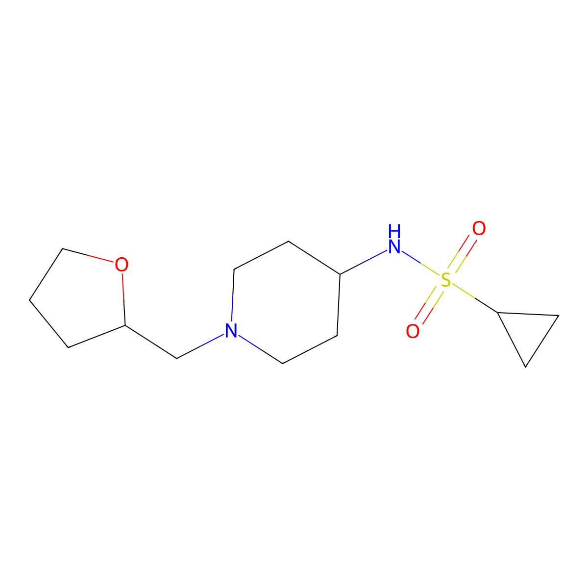 N-{1-[(oxolan-2-yl)methyl]piperidin-4-yl}cyclopropanesulfonamide molecular structure, CAS 2549052-57-3