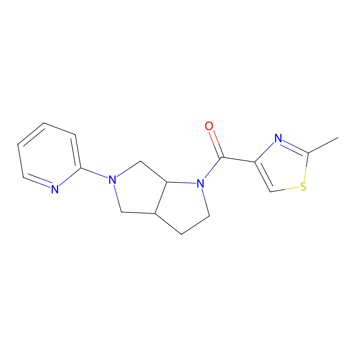 2-[1-(2-Methyl-1,3-thiazole-4-carbonyl)-octahydropyrrolo[2,3-c]pyrrol-5-yl]pyridine molecular structure, CAS 2549052-59-5
