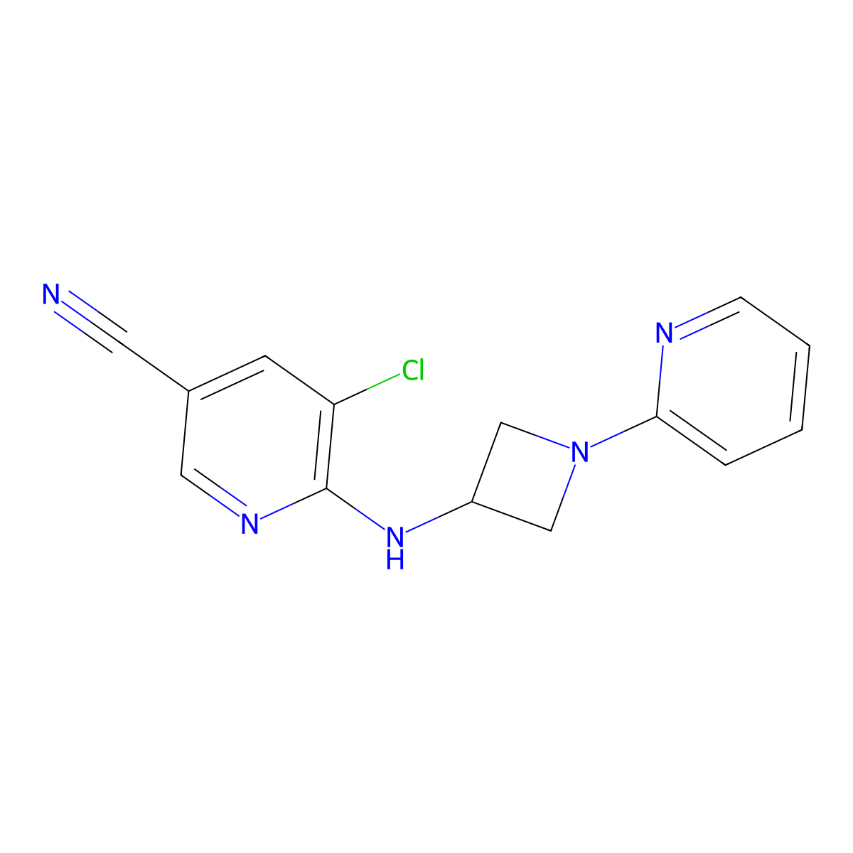 5-Chloro-6-{[1-(pyridin-2-yl)azetidin-3-yl]amino}pyridine-3-carbonitrile molecular structure, CAS 2549052-62-0