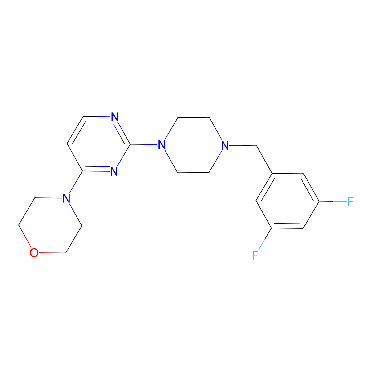 4-(2-{4-[(3,5-Difluorophenyl)methyl]piperazin-1-yl}pyrimidin-4-yl)morpholine molecular structure, CAS 2549052-63-1
