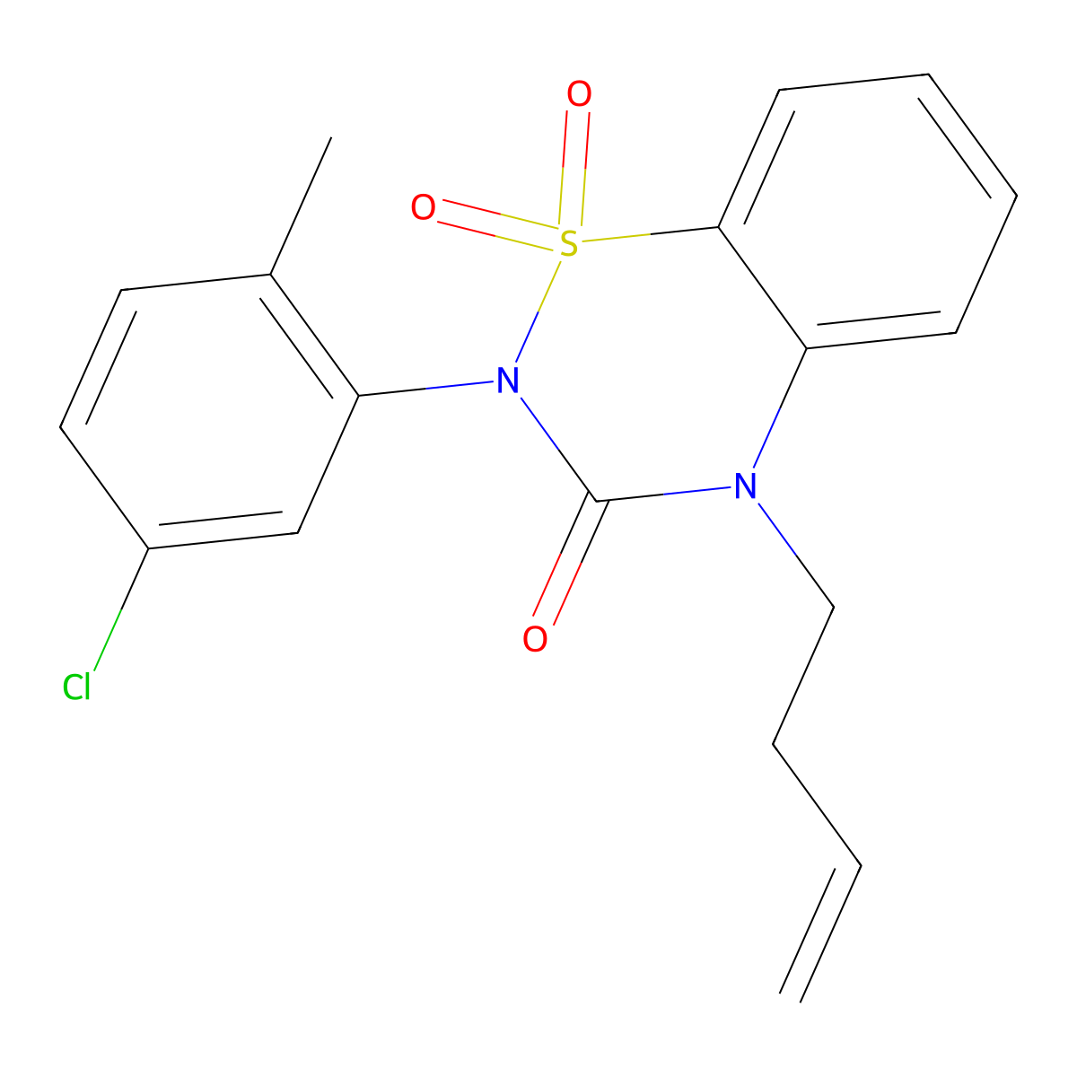 4-(but-3-en-1-yl)-2-(5-chloro-2-methylphenyl)-3,4-dihydro-2H-1lambda6,2,4-benzothiadiazine-1,1,3-trione molecular structure, CAS 2549052-64-2