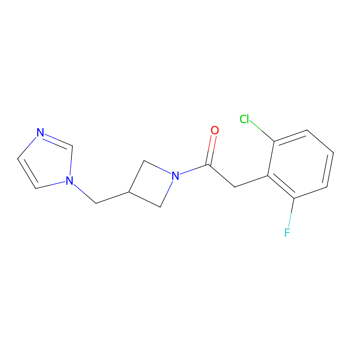2-(2-chloro-6-fluorophenyl)-1-{3-[(1H-imidazol-1-yl)methyl]azetidin-1-yl}ethan-1-one molecular structure, CAS 2549052-72-2