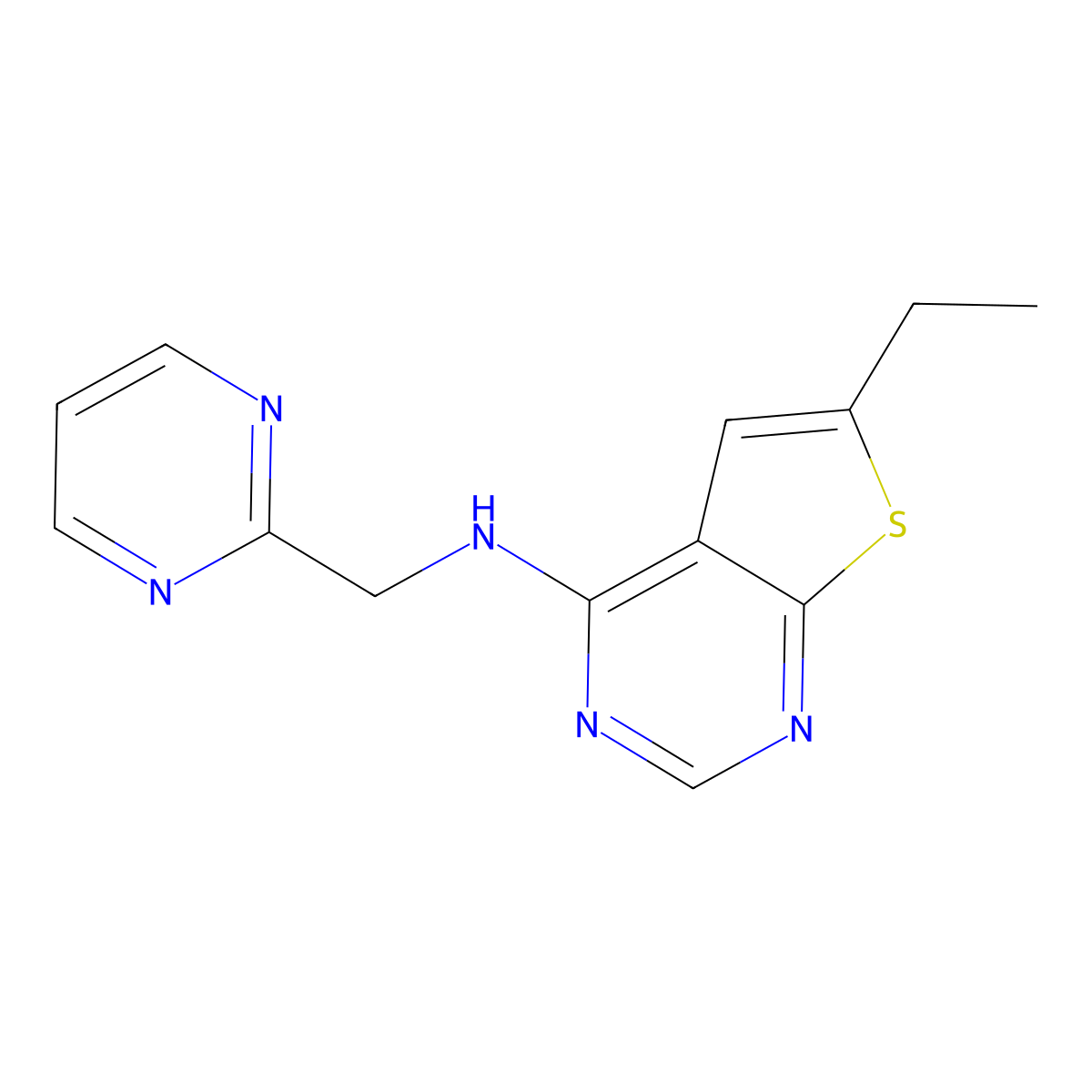 6-ethyl-N-[(pyrimidin-2-yl)methyl]thieno[2,3-d]pyrimidin-4-amine molecular structure, CAS 2549052-74-4