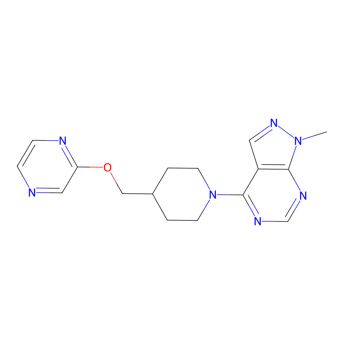 2-[(1-{1-methyl-1H-pyrazolo[3,4-d]pyrimidin-4-yl}piperidin-4-yl)methoxy]pyrazine molecular structure, CAS 2549052-75-5