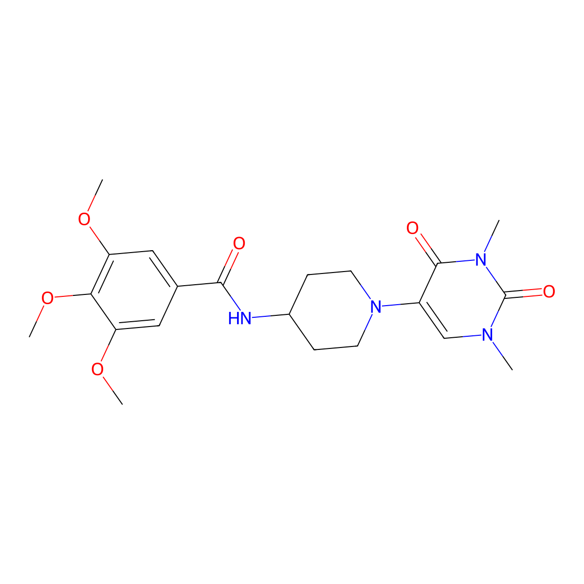 N-[1-(1,3-dimethyl-2,4-dioxo-1,2,3,4-tetrahydropyrimidin-5-yl)piperidin-4-yl]-3,4,5-trimethoxybenzamide molecular structure, CAS 2549052-76-6