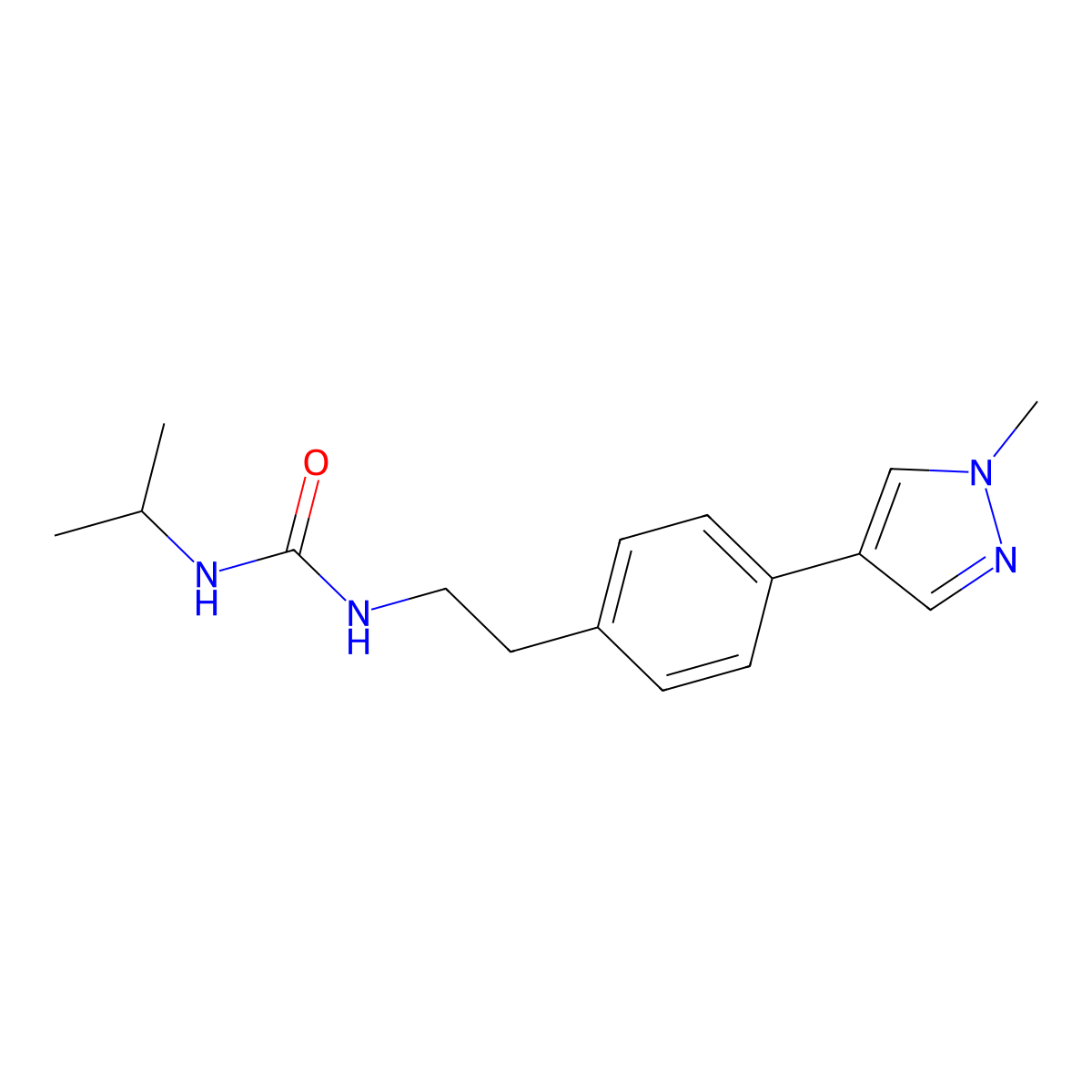 1-{2-[4-(1-methyl-1H-pyrazol-4-yl)phenyl]ethyl}-3-(propan-2-yl)urea molecular structure, CAS 2549052-77-7