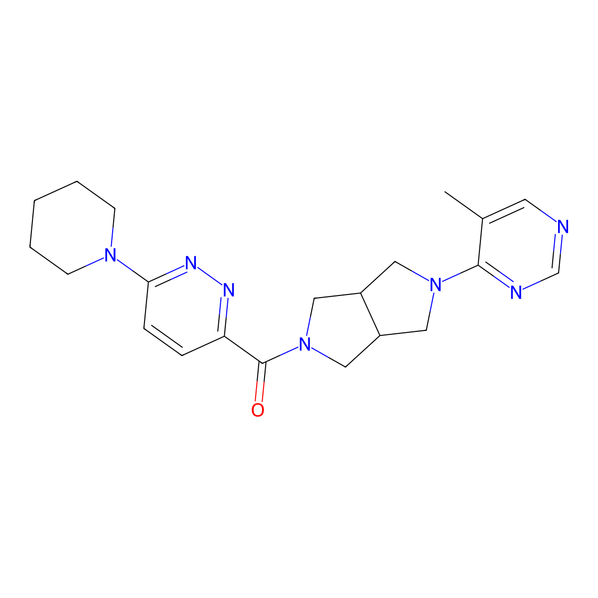 5-Methyl-4-{5-[6-(piperidin-1-yl)pyridazine-3-carbonyl]-octahydropyrrolo[3,4-c]pyrrol-2-yl}pyrimidine molecular structure, CAS 2549052-80-2